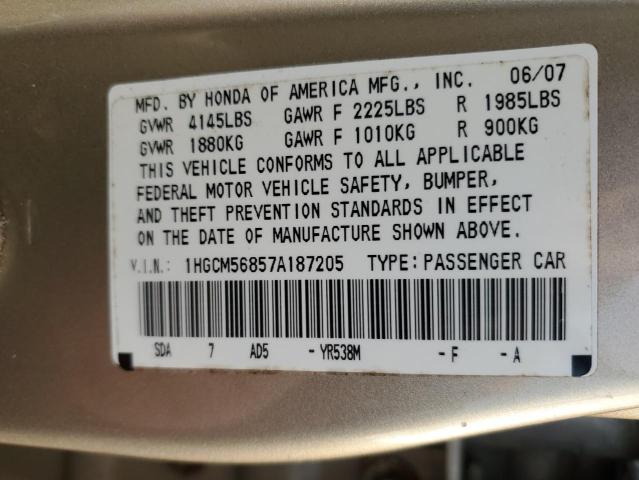 Photo 11 VIN: 1HGCM56857A187205 - HONDA ACCORD EX 