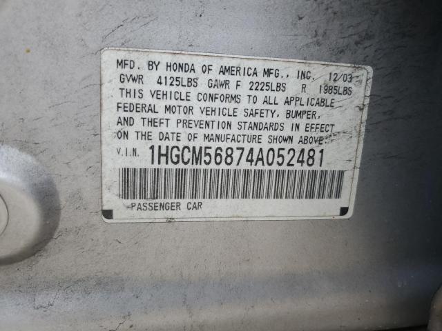 Photo 11 VIN: 1HGCM56874A052481 - HONDA ACCORD 