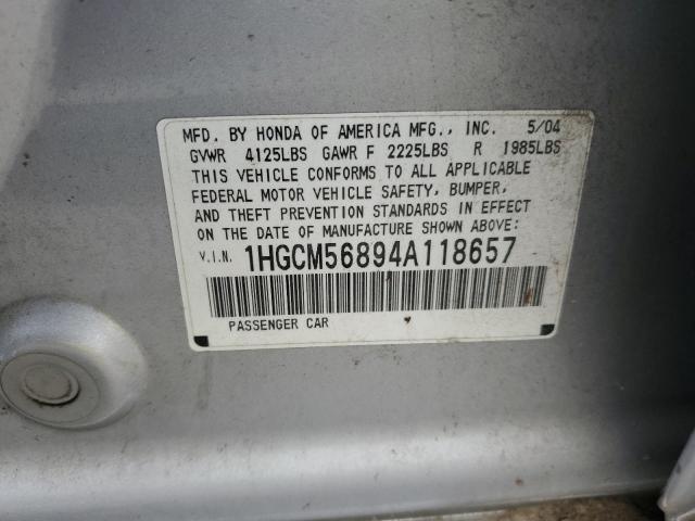 Photo 11 VIN: 1HGCM56894A118657 - HONDA ACCORD EX 