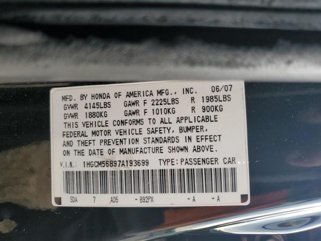 Photo 12 VIN: 1HGCM56897A193699 - HONDA ACCORD EX 