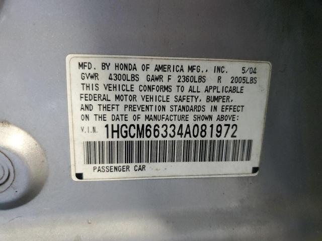 Photo 11 VIN: 1HGCM66334A081972 - HONDA ACCORD LX 