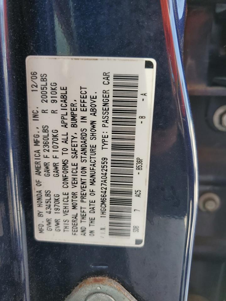 Photo 12 VIN: 1HGCM66427A042559 - HONDA ACCORD 