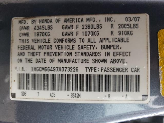 Photo 11 VIN: 1HGCM66497A073226 - HONDA ACCORD SE 