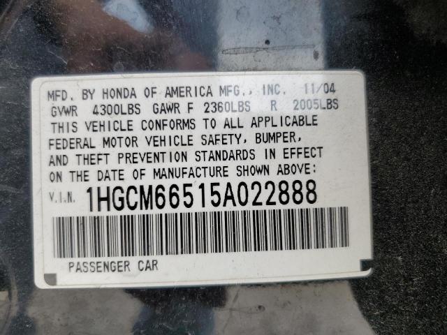 Photo 11 VIN: 1HGCM66515A022888 - HONDA ACCORD EX 