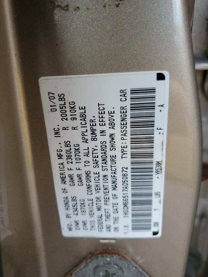 Photo 11 VIN: 1HGCM66517A050872 - HONDA ACCORD 