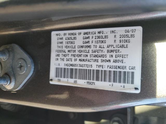 Photo 11 VIN: 1HGCM66517A077215 - HONDA ACCORD EX 