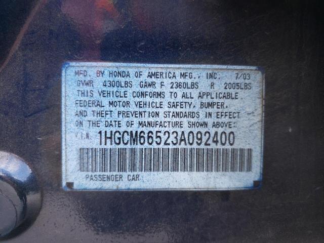 Photo 9 VIN: 1HGCM66523A092400 - HONDA ACCORD EX 