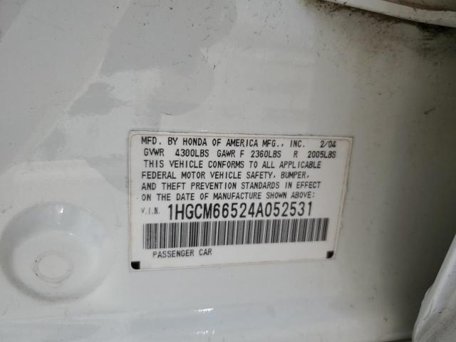 Photo 12 VIN: 1HGCM66524A052531 - HONDA ACCORD EX 