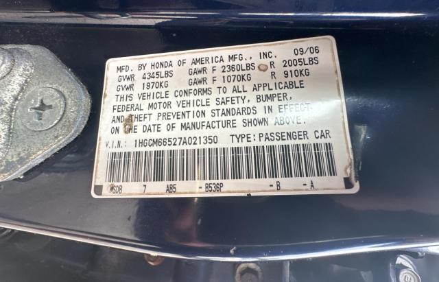 Photo 9 VIN: 1HGCM66527A021350 - HONDA ACCORD 