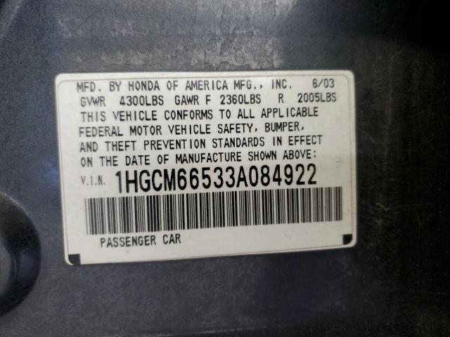 Photo 11 VIN: 1HGCM66533A084922 - HONDA ACCORD 