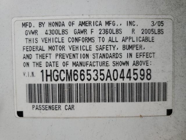 Photo 11 VIN: 1HGCM66535A044598 - HONDA ACCORD 