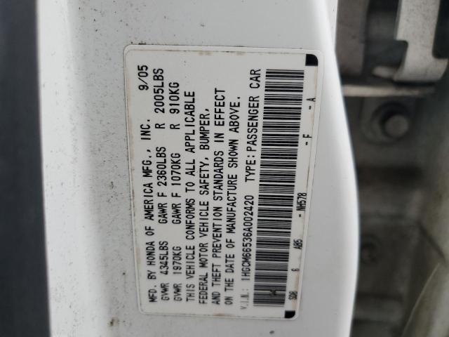 Photo 12 VIN: 1HGCM66536A002420 - HONDA ACCORD EX 