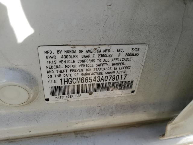 Photo 11 VIN: 1HGCM66543A079017 - HONDA ACCORD EX 