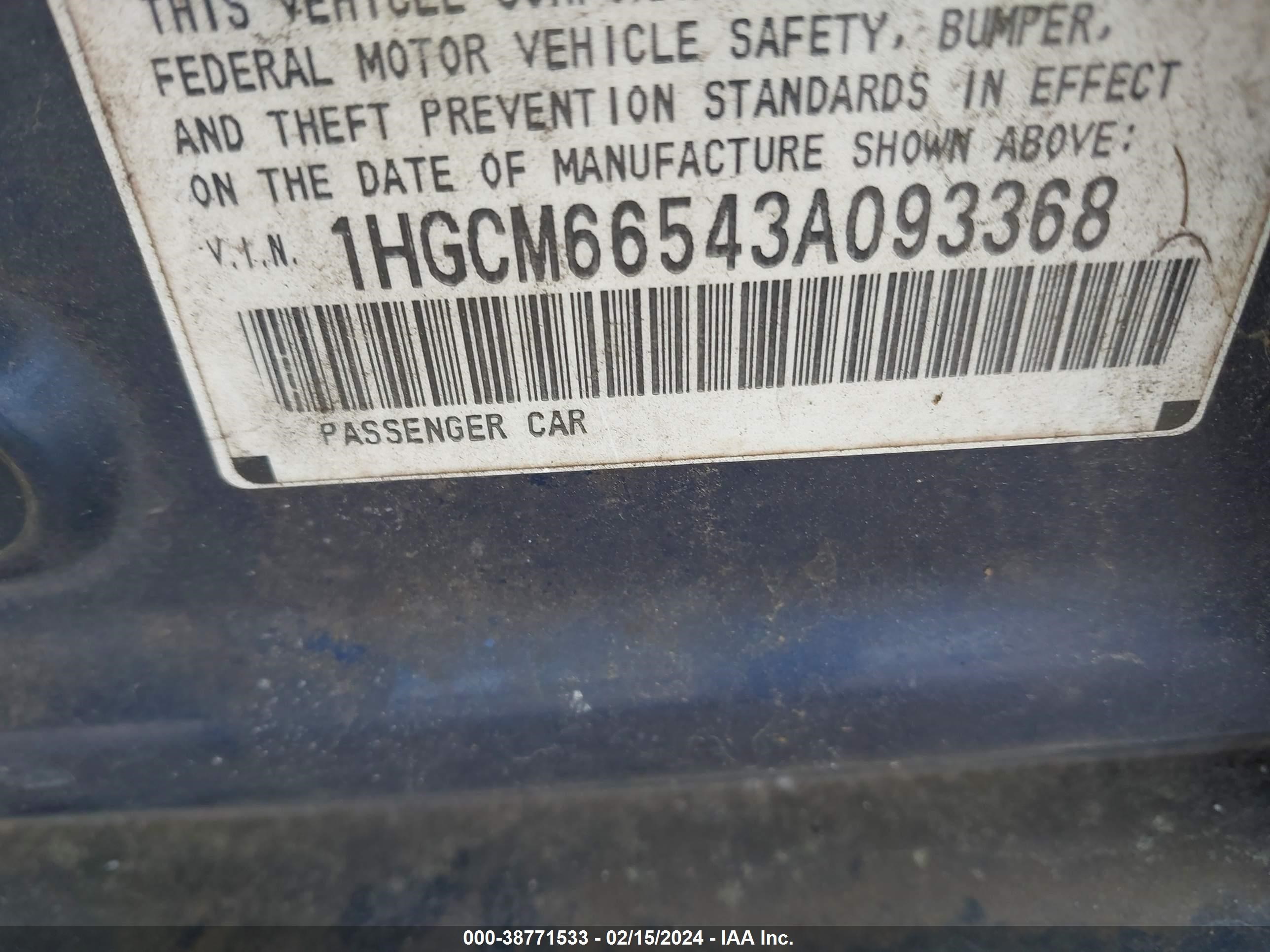 Photo 8 VIN: 1HGCM66543A093368 - HONDA ACCORD 