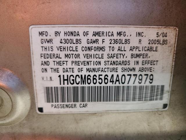 Photo 11 VIN: 1HGCM66564A077979 - HONDA ACCORD EX 