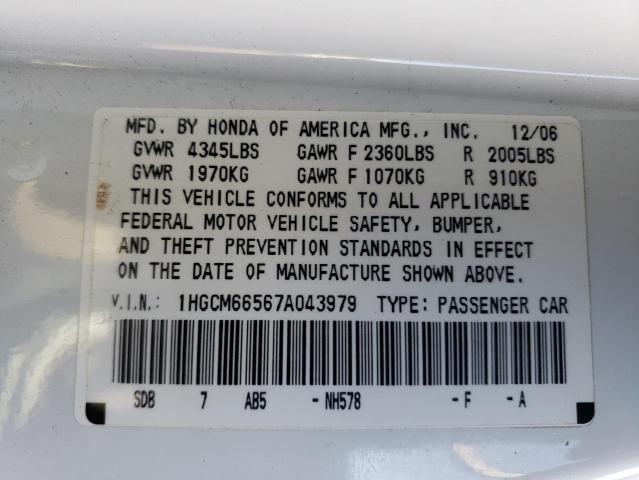 Photo 12 VIN: 1HGCM66567A043979 - HONDA ACCORD 