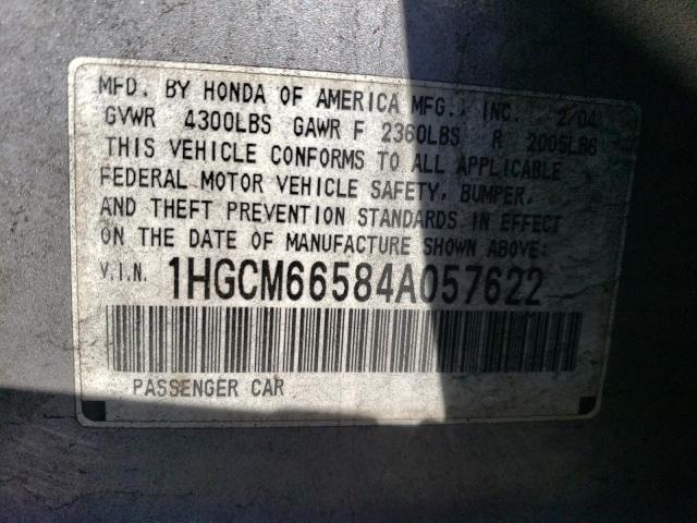 Photo 12 VIN: 1HGCM66584A057622 - HONDA ACCORD 