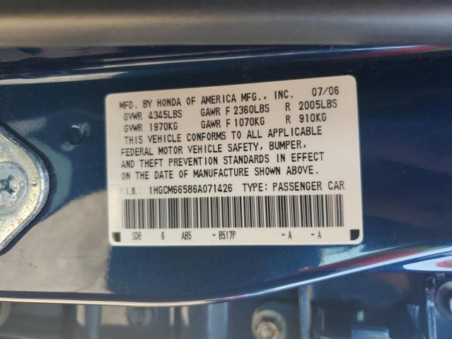 Photo 11 VIN: 1HGCM66586A071426 - HONDA ACCORD EX 