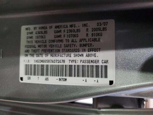 Photo 11 VIN: 1HGCM66587A072478 - HONDA ACCORD 