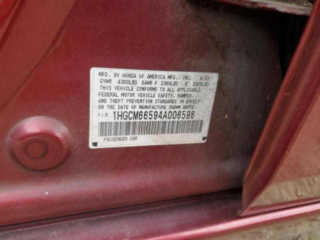 Photo 11 VIN: 1HGCM66594A006596 - HONDA ACCORD EX 