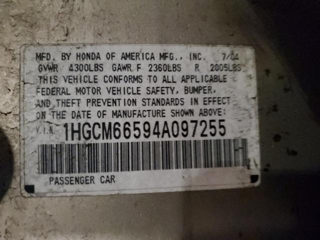 Photo 11 VIN: 1HGCM66594A097255 - HONDA ACCORD 