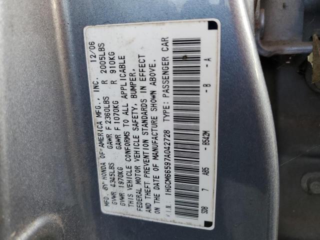 Photo 11 VIN: 1HGCM66597A042728 - HONDA ACCORD EX 