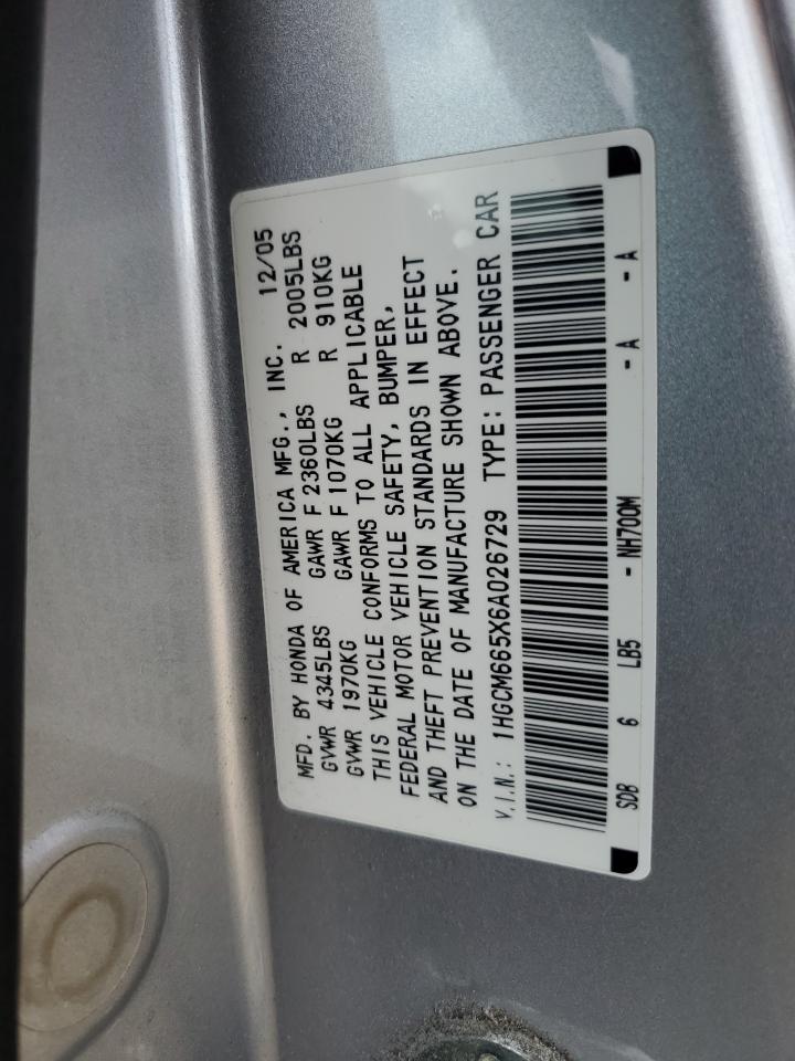 Photo 11 VIN: 1HGCM665X6A026729 - HONDA ACCORD 