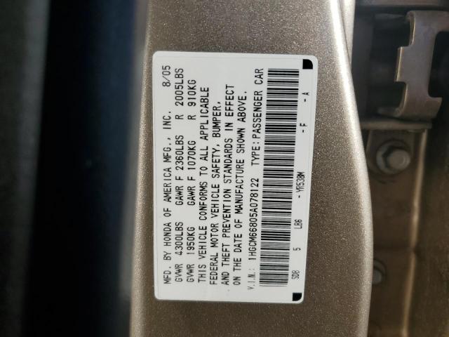 Photo 11 VIN: 1HGCM66805A078122 - HONDA ACCORD EX 