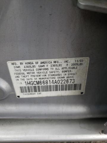 Photo 11 VIN: 1HGCM66814A022673 - HONDA ACCORD 