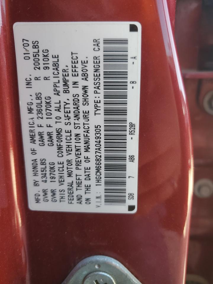 Photo 12 VIN: 1HGCM66827A049305 - HONDA ACCORD 