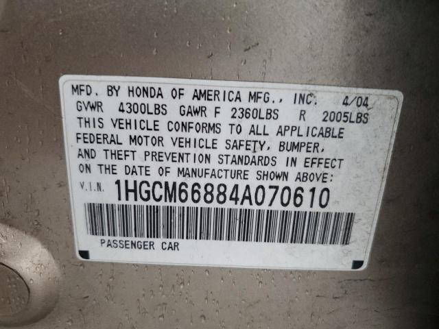 Photo 11 VIN: 1HGCM66884A070610 - HONDA ACCORD 