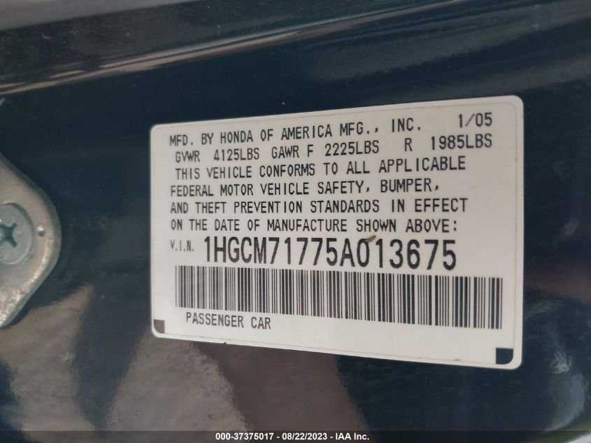 Photo 8 VIN: 1HGCM71775A013675 - HONDA ACCORD 