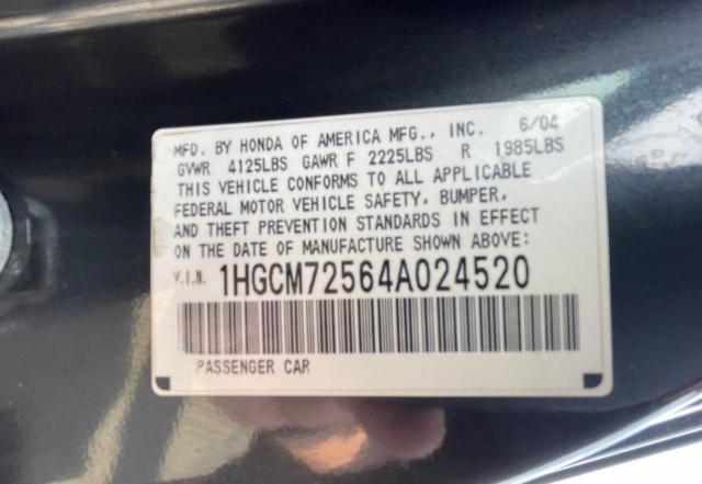 Photo 9 VIN: 1HGCM72564A024520 - HONDA ACCORD EX 