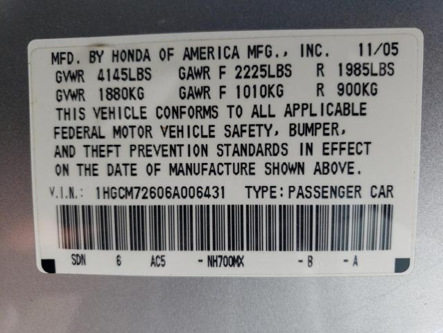 Photo 11 VIN: 1HGCM72606A006431 - HONDA ACCORD 