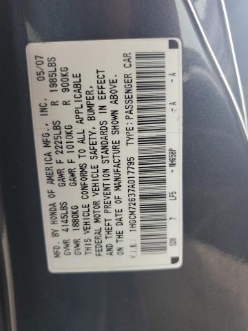 Photo 11 VIN: 1HGCM72637A017795 - HONDA ACCORD EX 