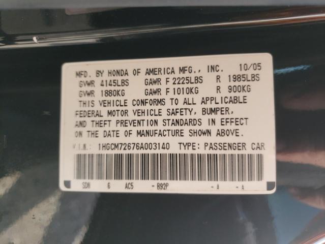 Photo 11 VIN: 1HGCM72676A003140 - HONDA ACCORD 