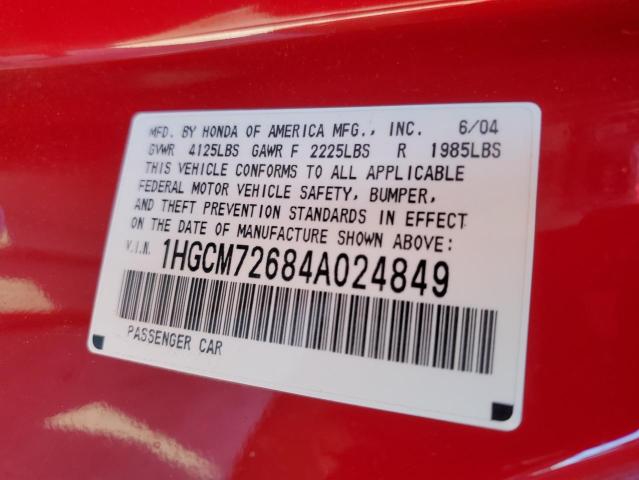 Photo 11 VIN: 1HGCM72684A024849 - HONDA ACCORD EX 