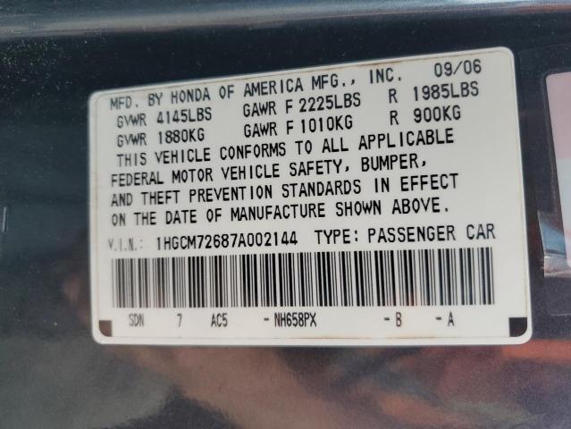 Photo 12 VIN: 1HGCM72687A002144 - HONDA ACCORD EX 