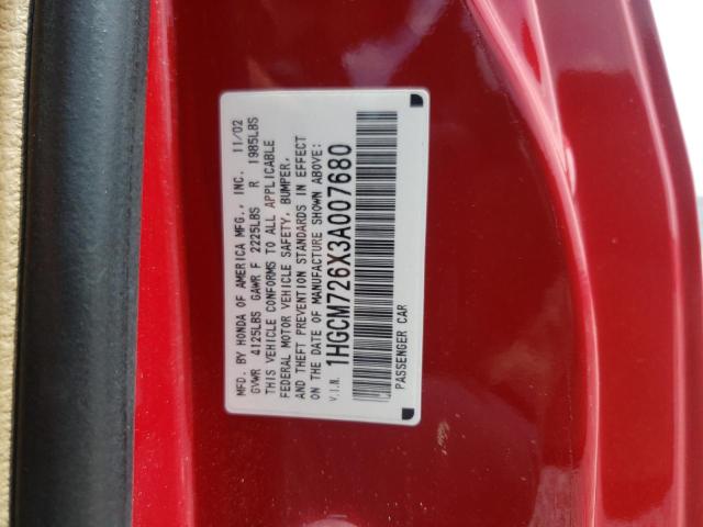 Photo 9 VIN: 1HGCM726X3A007680 - HONDA ACCORD EX 