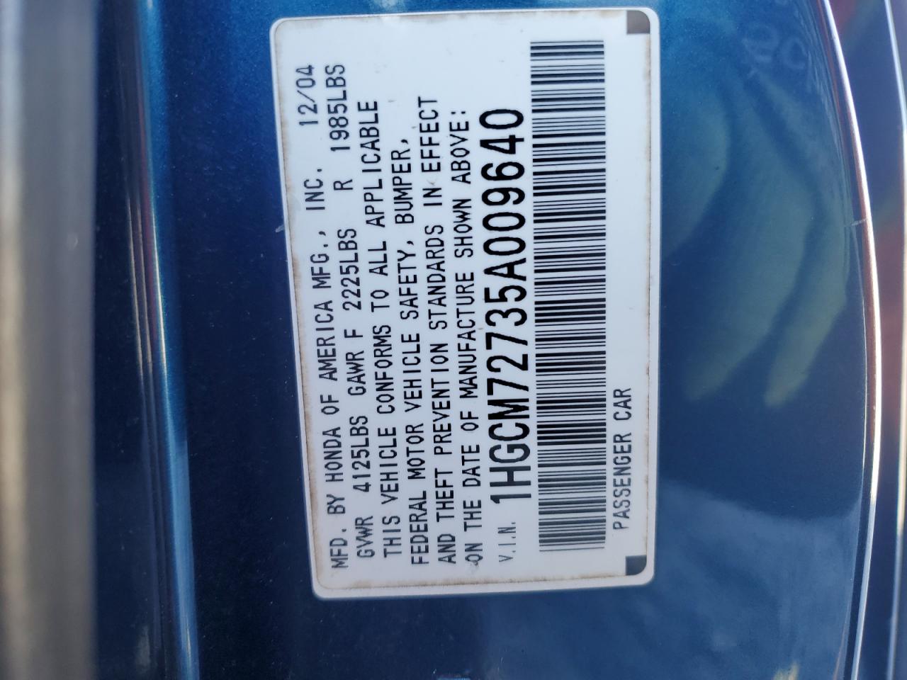 Photo 12 VIN: 1HGCM72735A009640 - HONDA ACCORD 