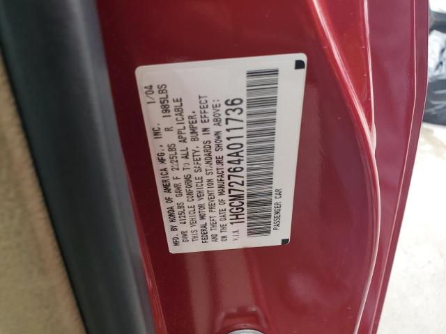 Photo 11 VIN: 1HGCM72764A011736 - HONDA ACCORD EX 