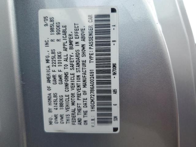 Photo 11 VIN: 1HGCM72786A002491 - HONDA ACCORD 