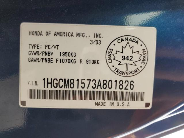 Photo 11 VIN: 1HGCM81573A801826 - HONDA ACCORD EX 