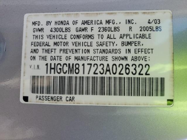 Photo 11 VIN: 1HGCM81723A026322 - HONDA ACCORD EX 