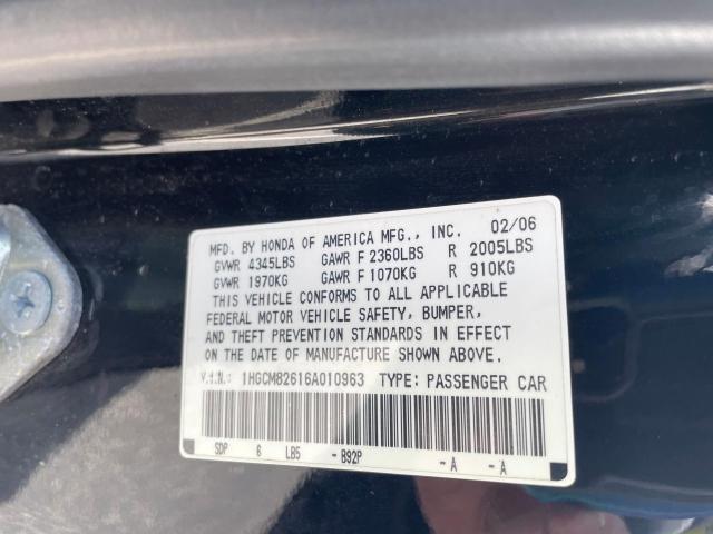 Photo 9 VIN: 1HGCM82616A010963 - HONDA ACCORD 