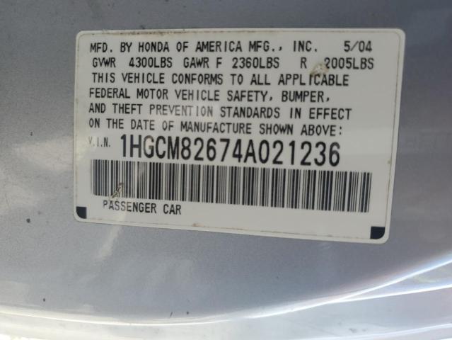 Photo 11 VIN: 1HGCM82674A021236 - HONDA ACCORD EX 