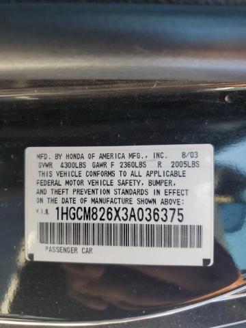 Photo 11 VIN: 1HGCM826X3A036375 - HONDA ACCORD EX 