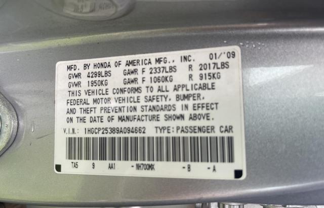 Photo 9 VIN: 1HGCP25389A094662 - HONDA ACCORD LX 