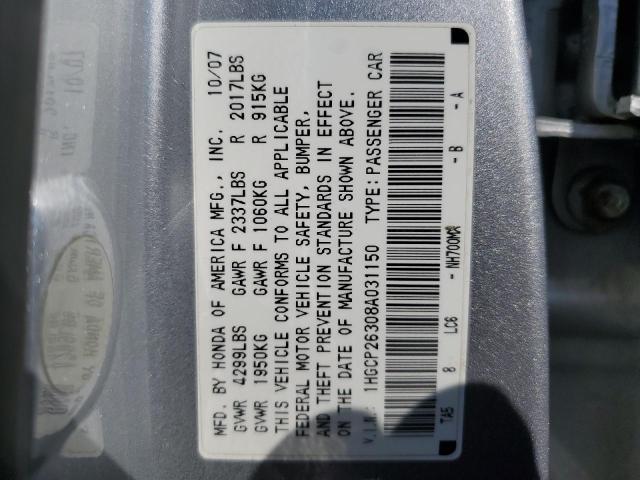 Photo 11 VIN: 1HGCP26308A031150 - HONDA ACCORD LX 