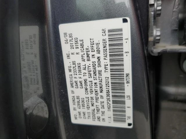 Photo 11 VIN: 1HGCP26368A125212 - HONDA ACCORD LX 